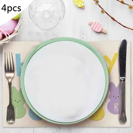Table Mats Napkins For Dining 4PCS Easter Western Placemat Cheerful Egg Decoration Non Slip Dinner Set 6 With