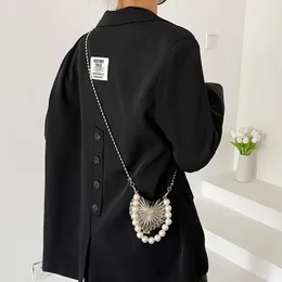 Süße Mini -Schalen -Taschen für Frauen lieben Herztasche Metalllegierung Farbkette Schulter Crossbody Bod