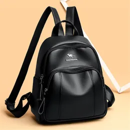 Genuine Leather Women's Backpack - Anti-Theft Button, Elegant Travel Bag, Multiple Colors