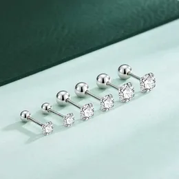 Luxusmarke Home Ohrringe S999 Silber Eingelegtes Diamant vier Klauen Single Zirkonnadelkugel Stecker Twistschnalle Ohrringe und minimalistisches k-gold plattiert mit Logo