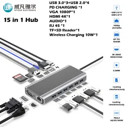 MacBook Air/Pro M1/M2 Ipad Thunderbolt 노트북 HDMI PD SD TF RJ45 용 허브 USB C 허브 도킹 스테이션