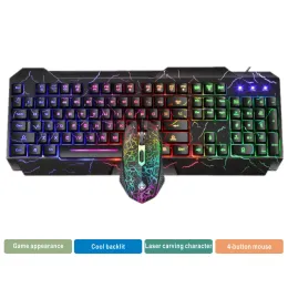 Combos LED Luminous Gaming Keyboard Mouse Combos USB Wired Gamer Kit Backlight Waterproof MultiMedia Keyboard and Mouse Set for PC