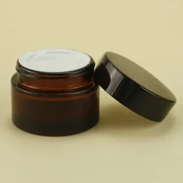 Garrafas de armazenamento 24 PCs/lote 30g Jarro de vela vazio Amber Cosmetic Jar para Skincare Cream Máscara Loção