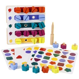 Träskruvmutter Demontering Färgform Matchande byggstenar Game Montessori Education Toys Gift for Kids Boys