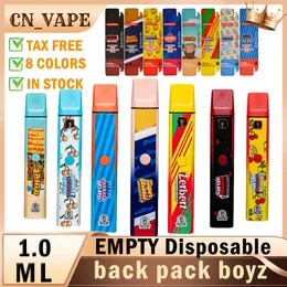 Authentic Empty Back packboy 8 Flavors 1ml Rechargeable Empty Vape Pen 1.0ml pod 350Mah Rechargeable Battery No Liquid Vapes Pen puff