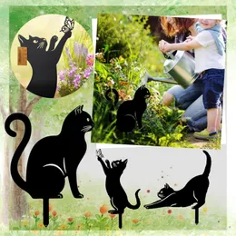 Estacas Decorativas De Gato Para Jardín - Figuras Metálicas Con Luz Solar Nocturna