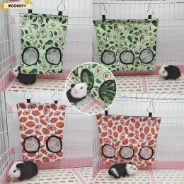 Hängande 3 hål hö matningsväska för kanin marsvin Small Animal Feater Rabbit Food Dispensers Bag Rack Cage Accessories