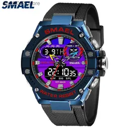 Wristwatches Intelligent Mens Dual Time Mens LED Light Alarm Fashion Sports Military Shiock Wrist Sports 8066