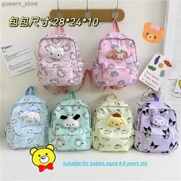 Mochilas Novas meninos e garotas de meninos de San Liou Cartoon Cinnamon Rice preto My Melody Backpack leve Backpack Presente Y240411