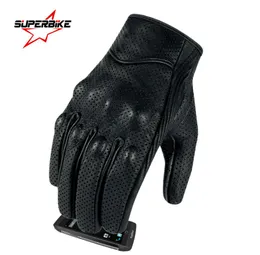 Luvas de motocicleta Tela de toque Tela de toque Genuíno Luva de bicicleta elétrica de couro de cabra para homens Man Cycling Finger Motorbike Moto Bicycle2350372