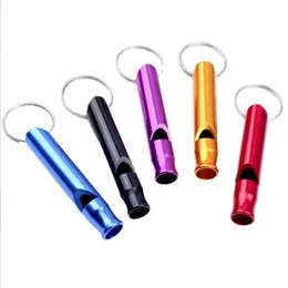 Günstige Whistle Keychain Selbstverteidigung im Freien multifunktionales Metall Aluminium SOS Erste Aid Whistle Keyring Schlüsselkette