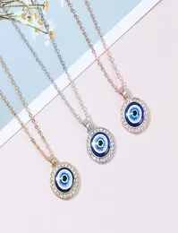 Evil Eye Necklace Third Blue Eyes Amulet Pendant Dainty Ojo Gold Chain Halsband Kabbalah Protection Justerbara Fashion Jewel Gif2392251