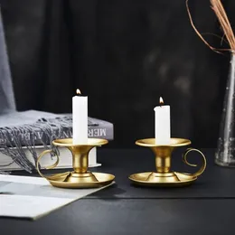 1PC Retro Candle Holder Simple Metal Handheld Candlestick Taper Candle Cup for Tabletop Party Wedding Decort