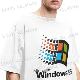 Herrt-shirts Windows 95 Vaporwave T-skjorta Män kvinnor Crewneck 100% Cotton Windows95 Classic Computer System T Shirts Gift Idea Clothes T240411