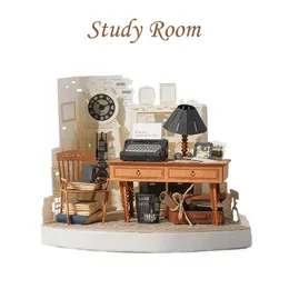 DIY Dollhouse 3D Paper Model Puzzle Creative Birthday Cake Study Room Model Assemble Toys for Children Christmas Gift Casa