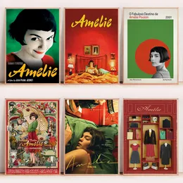 Filme romântico francês Amelie Canvas pintando pôster clássico de filme e impressões de parede de imagens de parede de artigos de sala de estar decoração da sala de estar