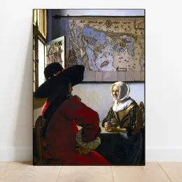 Johannes Vermeer Famous Painter of The Netherlands Artwork Posters Canvas Painting Print Wall Art Picture for Living Room Decor