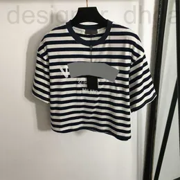 Women's T-Shirt designer 2024 Early Spring New Embroidered Letter Boat Anchor Flag Stripe Printed Short Naked Sleeve T-shirt D4EN