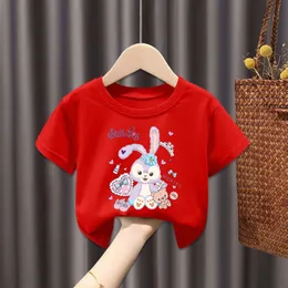Barns t-shirt, sommarflickors topp, söt, avslappnad, söt och trendig för barnkläder