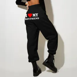 new i love my boyfriend printed sweatpants y2k boyfriend printed casual guard pants for men and women loose and shortened high waist sports pants s3xl