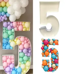 73 cm Gigante em branco Número 1 2 3 4 5 Caixa de recheio de balão Mosaic Balloons Stand Kids Adults Birthday Anniversary Party Decor 2206624212