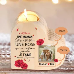 Personalisierte DIY -Holzsäule Herz Kerze Holz Candlesticks of Life Familie für Mutter Großmutter Dekoration Geschenke