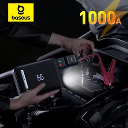 Baseus Car Jump Starter 1000a 3 in 1ポータブル緊急スターターパワーバンク12Vブースターインフレータポンプカーエアコンプレッサー