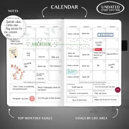 Deluxe Weekly Monthly Life Planner para aumentar a produtividade e atingir seus objetivos. Notebook do Organizador de Gerenciamento de Tempos, 7 x 10 "