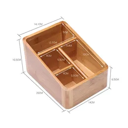 Organizer Storage Holder Box Box Remote Desktop Makeup Wooden Pen Control Brushbamboocaddy Sundriesdivicers Bins Office Office