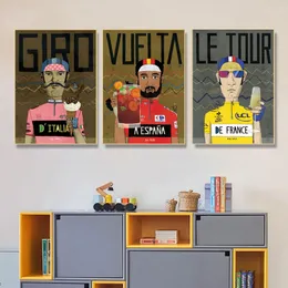 Pôsteres de corrida de ciclismo Tours Grand Cycling Tours France Italia Espana Pintura Impressão de Bicicleta Arte da parede Fotos para decoração de casa