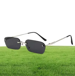 Sella Trends Frauen Männer kleine schmale Tint -Objektiv Sonnenbrille Mode Randless Rechteck rosa blau gelber Linse quadratischer Brillen Schatten2415086