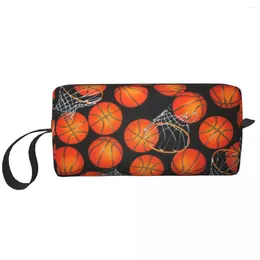 Aufbewahrungstaschen benutzerdefinierte Basketball Punkte runde Toilettenbeutel Frauen physische Kultur Kosmetische Make -up -Organisatorin Lady Beauty Dopp Kit Hülle