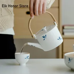400 мл чисто раскрашенная рука бабочка-орхидея керамическая чайная чайник белый фарфоровый жаккардовый кастрюль Холодный варево чай