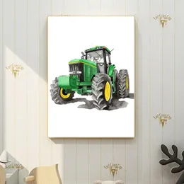 Nordic Poster Print Wall Art, HD Pictures, Canvas Painting, Farm Tractor, Excavator, Bulldozer, Loader, Scooter, Home Decor, Kid