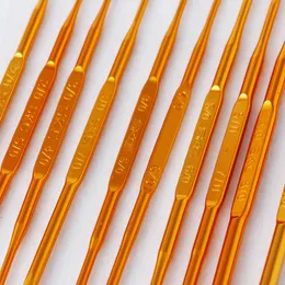 10st Golden Aluminium Double End Crochet Hook Stick Needle Set Weave Craft Drop Shipping