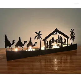 Titulares de vela Iron Art Hollow Out Halloween Candlestick Creative Holder Site do Site de Layout Decoração da Desktop Room Holiday Drop