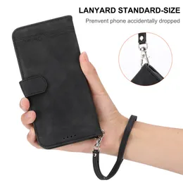 iPhone14 14Pro Luxury Wallet Phone Cover för Coque iPhone 14 Plus 13 12 11 Pro Max 6 7 8 X Xs XR Flip Cases Card Holder Lanyard