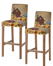 Chair Covers Farm Sunflower Rooster Barn 2pcs Bar El Banquet Dining Small Case Protector Seat For Home