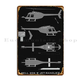 Bell 206 B Jet Randjer Metal Ploque Poster Club Garage Plaques Designer soggiorno Designer Classic Tin Sign Poster
