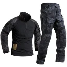 Pantolon Adam Askeri Giyim Setleri Taktik Üniformalar BDU Ordusu Savaş Takım Kamuflaj Uzun Kollu Tshirts Kargo İş Pantolon