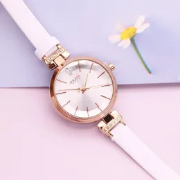 Нарученные часы Элегантная леди женское смотреть японское кварцевое часы модные часы настоящий кожаный браслет кубический подарок на день рождения циркона julius