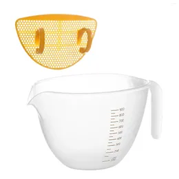 Schalen kochen Nicht -Slip -Mehl -Skala Design Ergonomischer Griff Mischung Schüssel Küche Zuhause mit Filter Messung Tasse Dichtes Netz