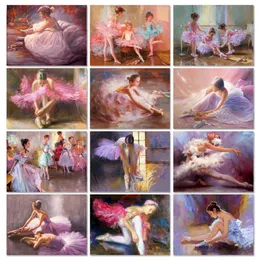 Gatyztory 60x75cm 프레임 DIY 그림 숫자 Ballerina Girl Acrylic Paint Drawing Numbers 홈 벽 예술 사진