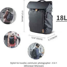 Pgytech OneGo 18L -kamera och drönare ryggsäck för män och kvinnor, avslappnad manlig 16 "bärbar dator ryggsäck för DJI Air 3/Mavic 3 -serien