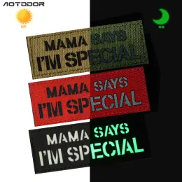 Mama Says I'm Special Embroidered Magic Patch Armband Reflective Glow-in-the-dark Backpack Patch Clothing Patches Hook and Ring