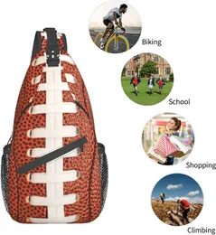 American Football Sling ryggsäck crossbody axelväskor för män kvinnor trendiga avslappnade justerbara bröstväska dagsäckar för vandring