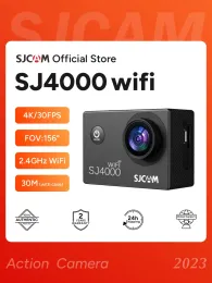 Kameralar SJCAM SJ4000 WiFi Action Camera 4K FHD 30m Su Geçirmez 2.4G WiFi 4x Zoom WiFi Spor Video Aksiyon Kameralar Cambicycle Kask