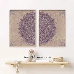 Abstract Mandala Flower Pattern Beige Bohemia Inhale Exhal Zen Art Posters Canvas Painting Wall Prints Pictures Room Home Decor