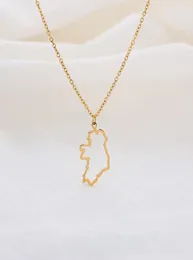10PC Outline Republic of Ireland Map Necklace Continent Europe Country Dublin Pendant Chain Necklaces for Motherland Hometown Iris7508098