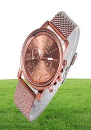 Stylowy styl marki SHSHD Geneva CWP Męskie zegarek podwójnie warstwy kwarcowe zegarki damskie plastikowe paski z siatki na rękę 8145501